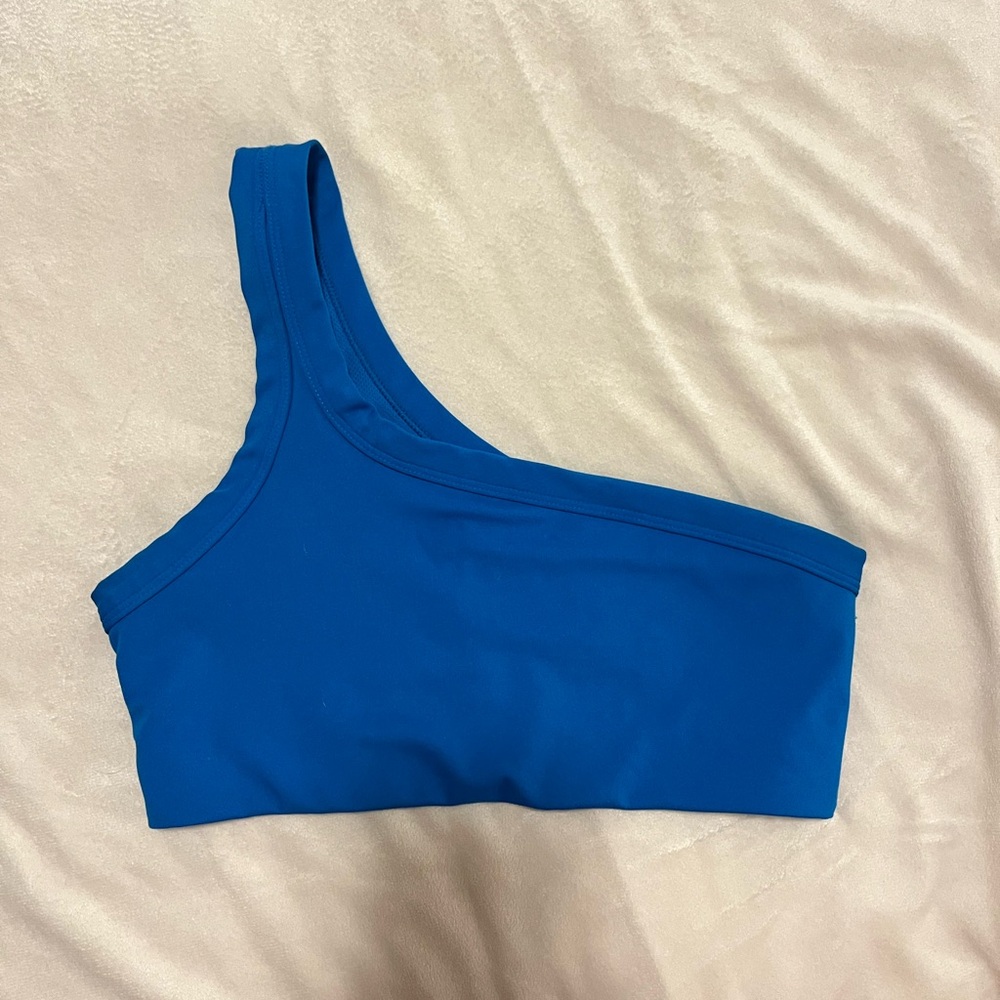 all in motion One-Shoulder Sports Bra in Bright Blue